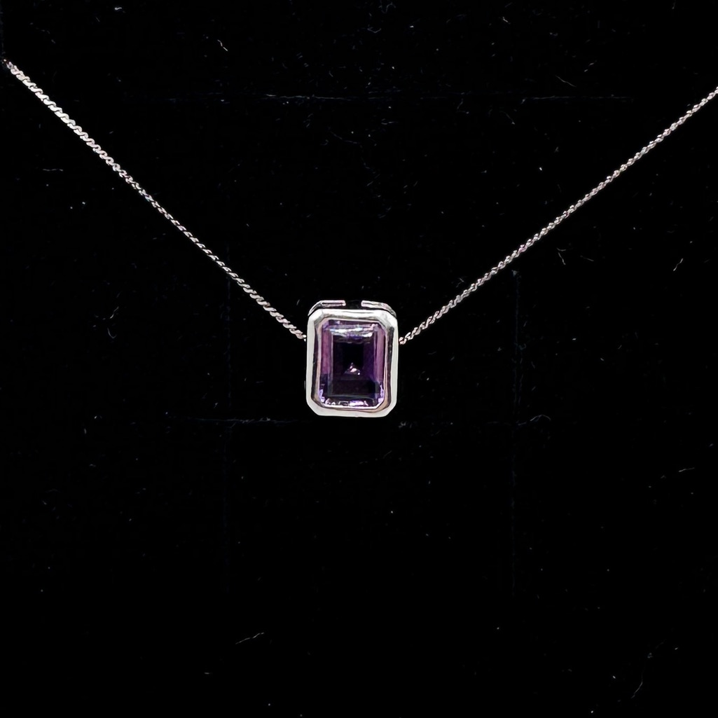Simple Bezel Amethyst Pendant In Sterling Silver